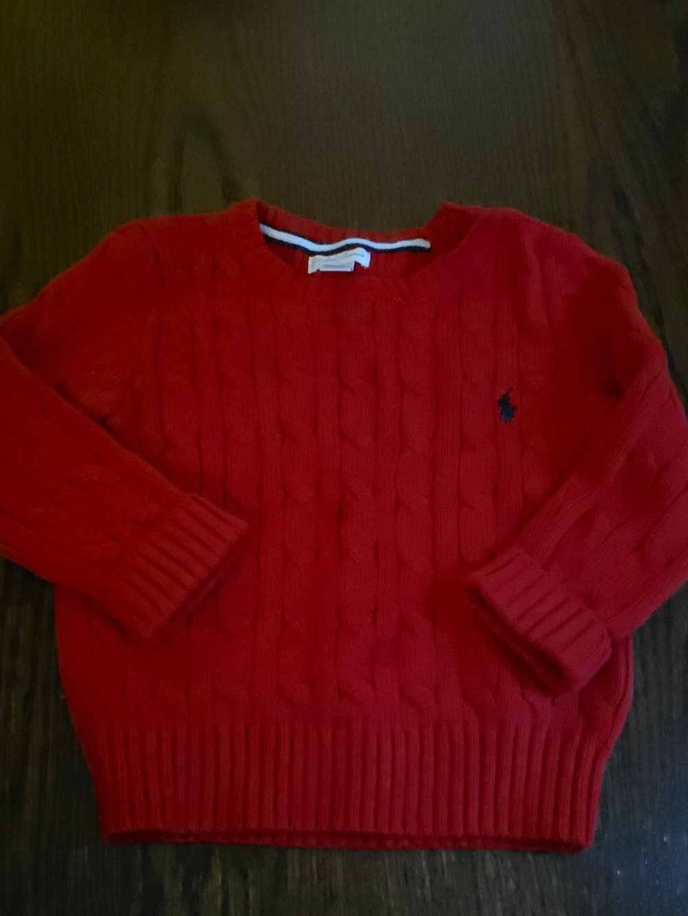 Ralph Lauren Red Cable-Knit Crewneck Sweater